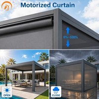 Pergola Bioclimatique Extérieure Portable Imperméable et Coupe-Vent en Aluminium avec Volets Latéraux Rétractables Manuels – Modèle Moderne Mirador