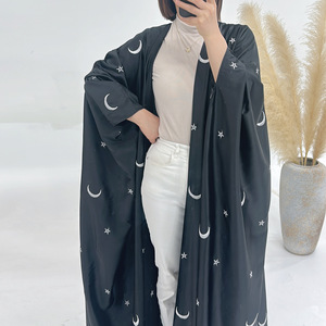 Última <span class=keywords><strong>Moda</strong></span> en Cárdigans, <span class=keywords><strong>Ropa</strong></span> Islámica Moderna, Bordado de Luna, Abaya Abierta, <span class=keywords><strong>Ropa</strong></span> de <span class=keywords><strong>Moda</strong></span> Turca, Lujosa Abaya de Dubái - Product Image 1