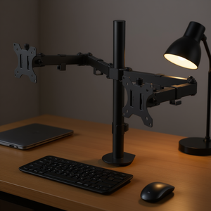 Dual <b>Monitor</b> Arm <b>Stand</b> With Articulated Adjustable Joints For 13 To 27 Inch Screens Metal Desk Mount Gaming Computer <b>Monitor</b> Hol - Product Image 2