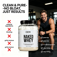 Bioby OEM Marque Privée Protéine de Lactosérum de Bovins Élevés en Pâturage Sans Arôme 25g pour la Croissance Musculaire et la Récupération 2LB 907g