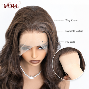 Perruques synthétiques en fibre <span class=keywords><strong>Futura</strong></span> HD 13x4 Lace Front à raie libre 330g, ondulées naturelles, brunes, effet mat, résistantes à la chaleur pour femmes - Vente en gros - Product Image 5