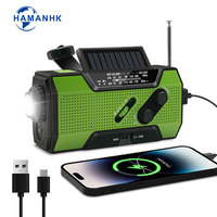 SOS portátil 2000mAh emergencia Solar manivela Dynamo Radio listo para el clima linterna LED función de carga uso cualquier tipo de batería