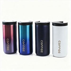 Taza de Café Reutilizable Ecológica de Acero Inoxidable con Aislamiento Térmico de 6-12 Horas, Termo para Bebidas Calientes y Frías con Recubrimiento en Polvo, Diseño Recto - Product Image 1