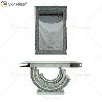 Table console miroir 3C en diamant écrasé scintillant, de fabrication originale, avec miroir, meubles de salon