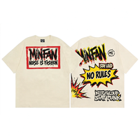 T-shirt Homme T18 MINFAN Coupe Boxy 100% Coton Manches Courtes, Imprimé Graphique Rétro Slogan Punk Streetwear Décontracté