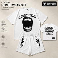 Ensemble décontracté 2 pièces pour homme : short et t-shirt en coton délavé écologique à imprimé graphique, coupe régulière