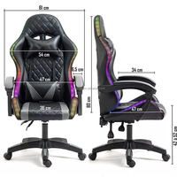 Un ensemble de table de jeu bon marché RGB PC chaise de jeu noir ensemble de table réglable LED ordinateur Table de jeu chaise de bureau