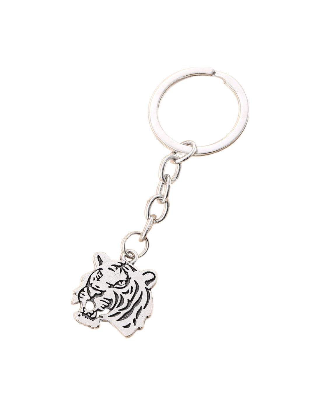 Wholesale Metal Double Sided Tiger Head Pendant Keychain