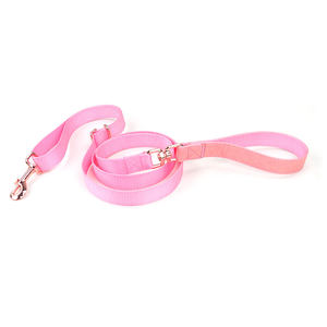 Produsen Oem Odm kustom kualitas tinggi dapat disesuaikan desainer mewah kulit Vegan anyaman nilon tali kekang anjing merah muda - Product Image 6