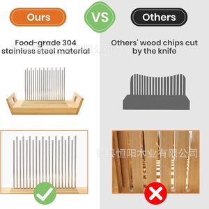 He Bamboo Bread Slicer With Stainless Steel Divider And <b>Storage</b> <b>Tray</b> For Kitchen <b>Baking</b> Tools - Product Image 3