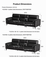 Canapé trois places moderne en cuir véritable noir, nouveau modèle 2026, mobilier compact pour petits salons, appartements et hôtels