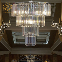 Accessoires de mariage lustre en cristal multicouche avec bande de glace pendentif en acrylique décoration coréenne de plafond de scène de salle de mariage