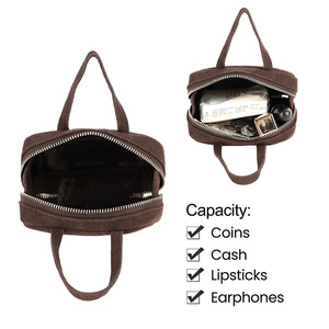 Suede Genuine Leather Mini Bag Charm Women <b>Small</b> <b>Wallet</b> Zippered Coin Purse Everyday Accessory Solid Color Fall 2024 - Product Image 2