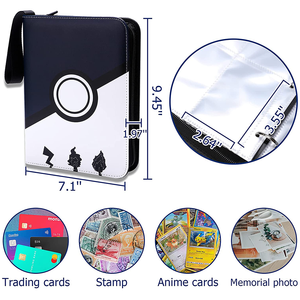 Carpeta de tarjetas de bolsillo para niños y niñas, compatible con TCG <span class=keywords><strong>Yugioh</strong></span>, juguetes de regalo, Pokeball blanco y negro, 400 - Product Image 2