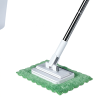 HOLAMOPA Mini serpillière plate avec manche en acier inoxydable et tampons automatiques pour l'entretien des sols en bois dur, en carrelage et en stratifié