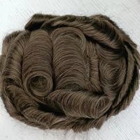 Vente en gros cheveux humains indiens postiche homme en dentelle allemande de couleur marron clair