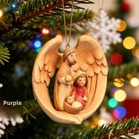 Ornements religieux sur le thème de Noël, crèche en résine, artisanat en résine en forme d'ailes d'ange, artisanat de Fujian, commandes personnalisées
