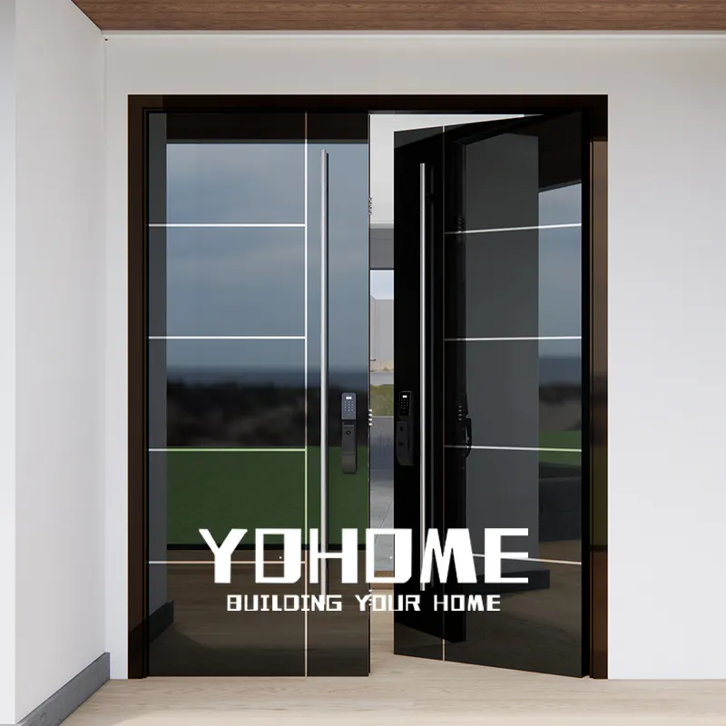 アメリカ標準最新デザインメイン両開きドア玄関セキュリティステンレス鋼メインドアデザイン両開きドア