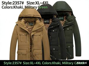 سترة رجالية رسمية طويلة مبطنة بالصوف مع غطاء للرأس، مقاسات من XL إلى 7XL، سميكة ومقاومة للرياح والماء، مع تدفئة، مناسبة للعمل في الشتاء للشرق الأوسط - Product Image 5