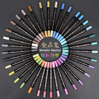 Marqueur d'art GuangNa, lot de 12/24/36 couleurs, double tête, métallique, effaçable, pointe ronde, pinceau de 2 mm, bricolage, peinture, pinceau