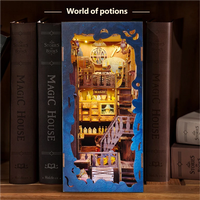 Puzzle 3D en bois Book Nook - Maison de poupée à construire soi-même avec modèle de bibliothèque miniature