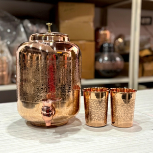 Distributeur d'eau en cuivre avec robinet anti-fuite au design traditionnel indien, grande capacité, pour usage domestique - Product Image 1