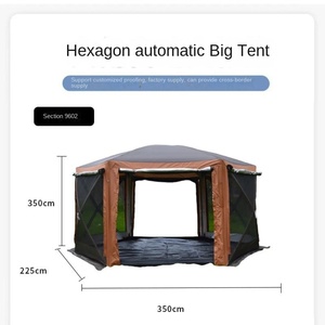 Gran hexágono automático al aire libre un dormitorio tienda a prueba de viento impermeable tela Oxford boda <span class=keywords><strong>playa</strong></span> Camping coche cola cielo cortina - Product Image 4