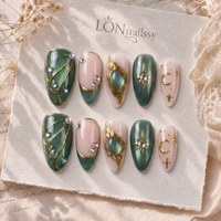 Ongles à presser en acrylique PMMA faits main, courbe 3D, forme amande moyenne, style français, pour mariée, couvrance totale, réutilisables, 10 pièces