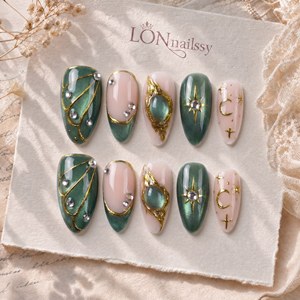 <span class=keywords><strong>Uñas</strong></span> Postizas Acrílicas PMMA Hechas a Mano con Curva 3D Almendrada Francesa Mediana para Boda, Cobertura Completa, Reutilizables, 10 Piezas - Product Image 3