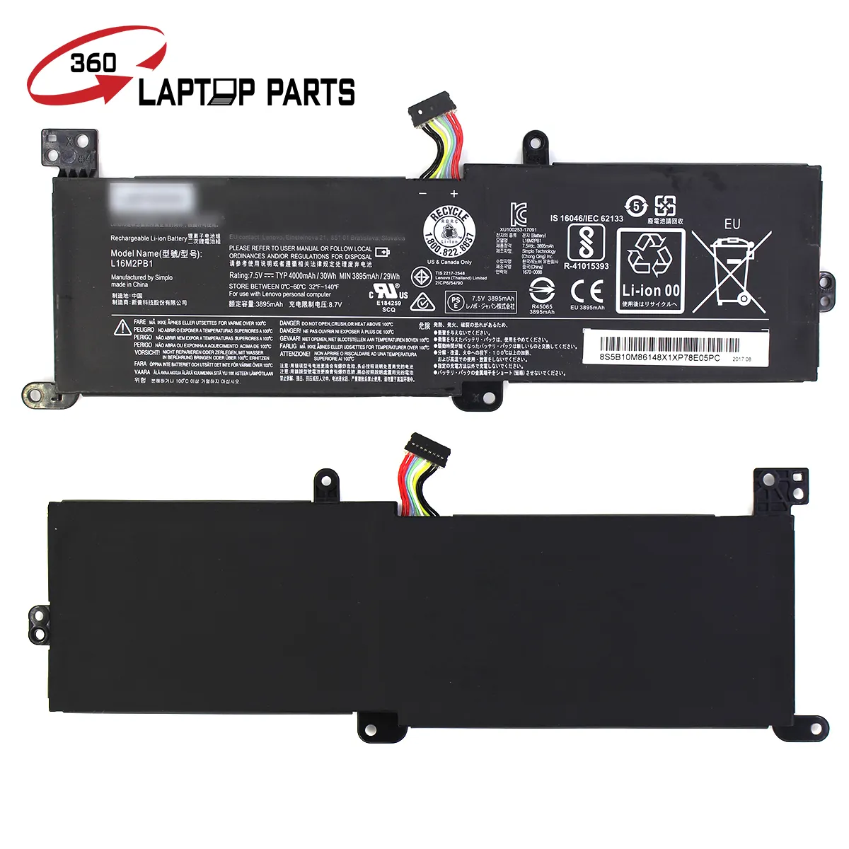 Hot sale Laptop Battery for lenovo Ideapad 320-14AST 320-14IAP 320-15IAP Laptop batteries L16M2PB1 L16L2PB2 7.5v 4000mAh