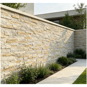 Mattoni in Pietra Naturale Beige Sottile per Rivestimento Murale 18X35 CM con Pietra Impilata a Incastro e Rivestimento in Pietra - Product Image 4