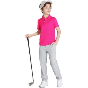Polo de performance pour garçons 100% polyester, séchage rapide, vêtements de golf, uniforme scolaire, UPF 50+, col chemise, manches courtes - Product Image 2