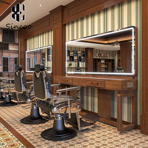 Italy Hot Sale Beauty Salon Wood Styling <b>Mirrors</b> bar <b>Table</b> Wireless Charger Hair Salon Station <b>Mirror</b> Double Sided - Product Image 4