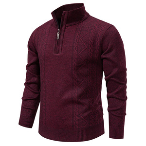 Suéter de Algodón de Punto para Hombre, Estilo Informal y de Negocios, con Cierre de Cuerda Trenzada, Logotipo Frontal Grueso, para Otoño - Product Image 4