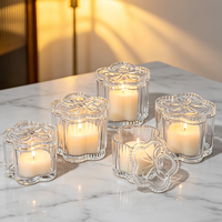 Nouveau design – Pot à bougie en verre transparent côtelé en forme de fleur, 315 ml, 430 ml, 600 ml, vide, pour cadeaux de mariage et décoration intérieure