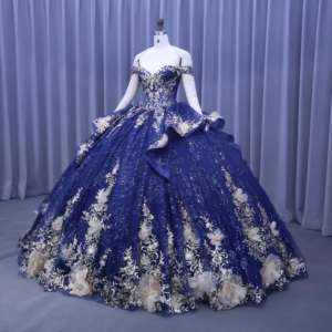 Moderne Koningsblauwe Quinceanera Baljurk Off-Shoulder Pailletten Korset Met Gezwollen Mouwen Vloerlange Galajurk Natuurlijke Taille - Product Image 4