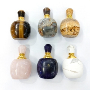 Bottiglia <span class=keywords><strong>di</strong></span> Profumo in Cristallo Naturale Personalizzata, Bottiglia per Oli Essenziali in Howlite, <span class=keywords><strong>Occhio</strong></span> <span class=keywords><strong>di</strong></span> <span class=keywords><strong>Tigre</strong></span>, Agata Pazza, <span class=keywords><strong>Quarzo</strong></span> Rosa per Decorazioni, Gioielli e Regali - Product Image 1