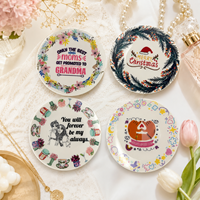 Plateau à bijoux minimaliste en céramique blanche, plat et circulaire, pour la décoration intérieure, idéal pour la sublimation par transfert thermique DIY