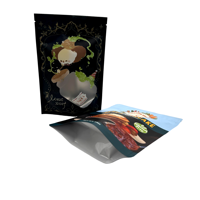 Sachet refermable personnalisé imprimé avec fermeture éclair, anti-odeur, à fond plat, pour l'emballage d'assaisonnements, d'aliments, de thé et de poudres