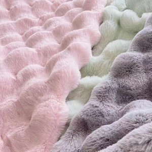 LongFine Tie-Dyed Cutting POMPOM Faux Jacket Fake Rabbit Auto Upholstery Long Pile Fur Fabric for Garment Home <strong>Textile</strong> Toys - Product Image 2