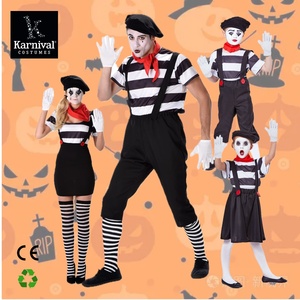 Disfraz <span class=keywords><strong>de</strong></span> Mímico para Hombre, Conjunto <span class=keywords><strong>de</strong></span> Camisa a Rayas y Pantalones con Tirantes, Disfraz <span class=keywords><strong>de</strong></span> Carnaval <span class=keywords><strong>de</strong></span> Halloween con Boina, Corbata Roja y Guantes, Conjunto <span class=keywords><strong>de</strong></span> 6 Piezas - Product Image 1