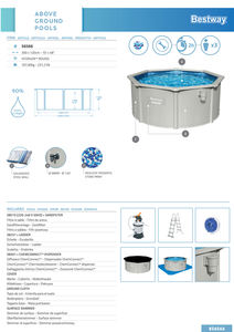 Beatway 56566 <span class=keywords><strong>Hydrium</strong></span> <span class=keywords><strong>Piscine</strong></span> hors sol ronde en acier pour la famille, ensemble de <span class=keywords><strong>piscine</strong></span> extérieure pour adultes et enfants, parois latérales en PVC - Product Image 6