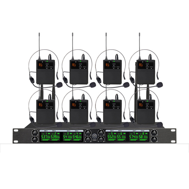 Professional FM Wireless Pocket Headset Lavalier Microphone 8 Channel Performance Vocal Concert Stage UHF Wireless Microphone