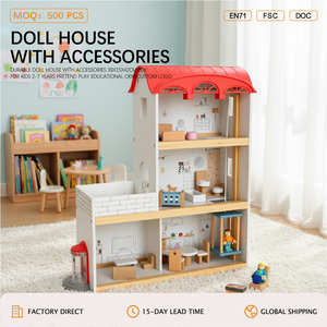 <span class=keywords><strong>Maison</strong></span> <span class=keywords><strong>de</strong></span> poupée durable avec accessoires 39x15x42cm <span class=keywords><strong>Jouet</strong></span> pour enfants <span class=keywords><strong>de</strong></span> 2 à 7 ans Jeu d'imitation Éducatif Logo personnalisé OEM ANNA & BECK - Product Image 1