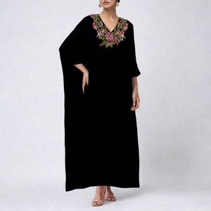 Elegant Best Dubai Embroidered <b>Kaftan</b> for Women Hand Work <b>Kaftan</b> VNeck Black Traditional Islamic Clothing and Accessory Designed - Product Image 1