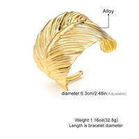 2025 Neuankömmling Mode Günstige Großhandel Trendy Metall Zink Legierung Frauen Vintage Feder Mode Armreifen Frauen Korea Manschette Armband