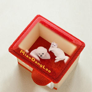 Casa de perro pequeña semicerrada interior al por mayor casa de cama de perro de felpa de lujo interior con cojín cama cálida para mascotas perrera para perros - Product Image 6