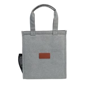 Insulated Lunch Bag Grey Medium Capacity Portable Foldable Food Storage Pouch - Product Image 1