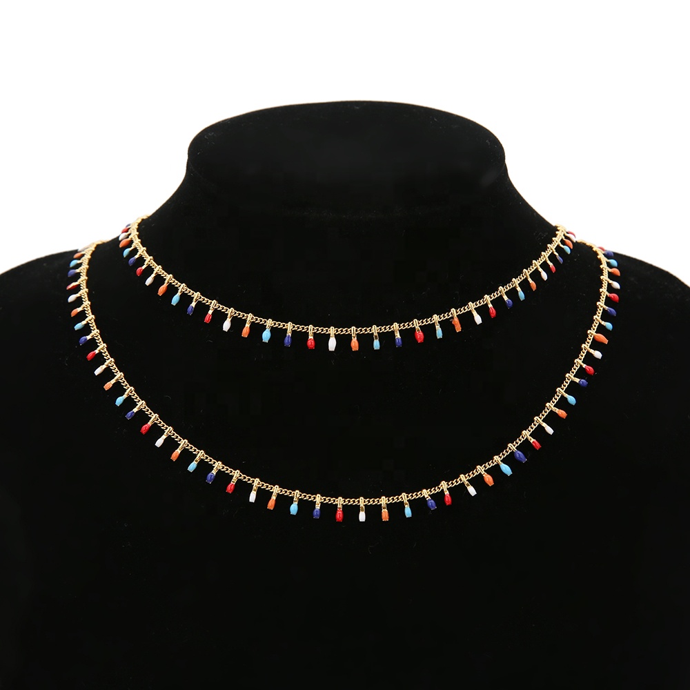 Colourful Enamel Leaf Chains Necklace Component DIY Jewelry Making Bracelet Crafts Accessories