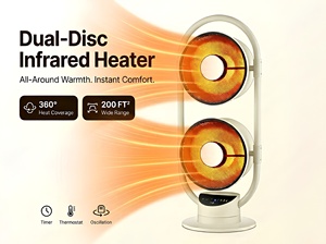 <span class=keywords><strong>Ventilateur</strong></span> Chauffant Électrique Infrarouge en Céramique Économe en Énergie avec Protection Contre la Surchauffe et la Chute, Éclairage, Autoportant, Télécommande Réglable - Product Image 3